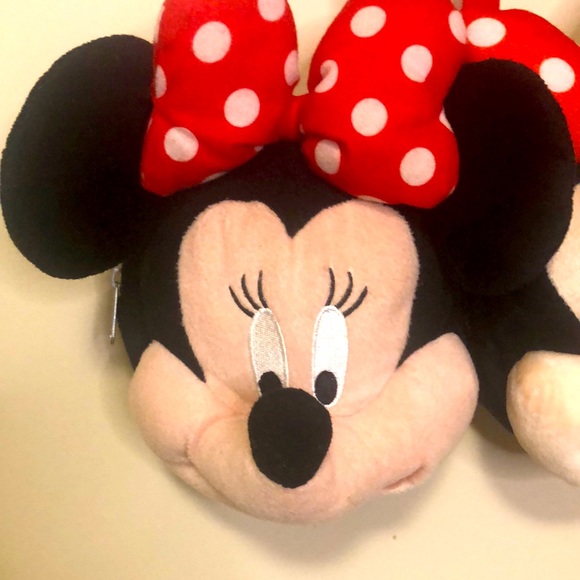 DISNEY Minnie Mouse soft purse shoulder bag Plush Minnie head with red straps. - Picture 3 of 10